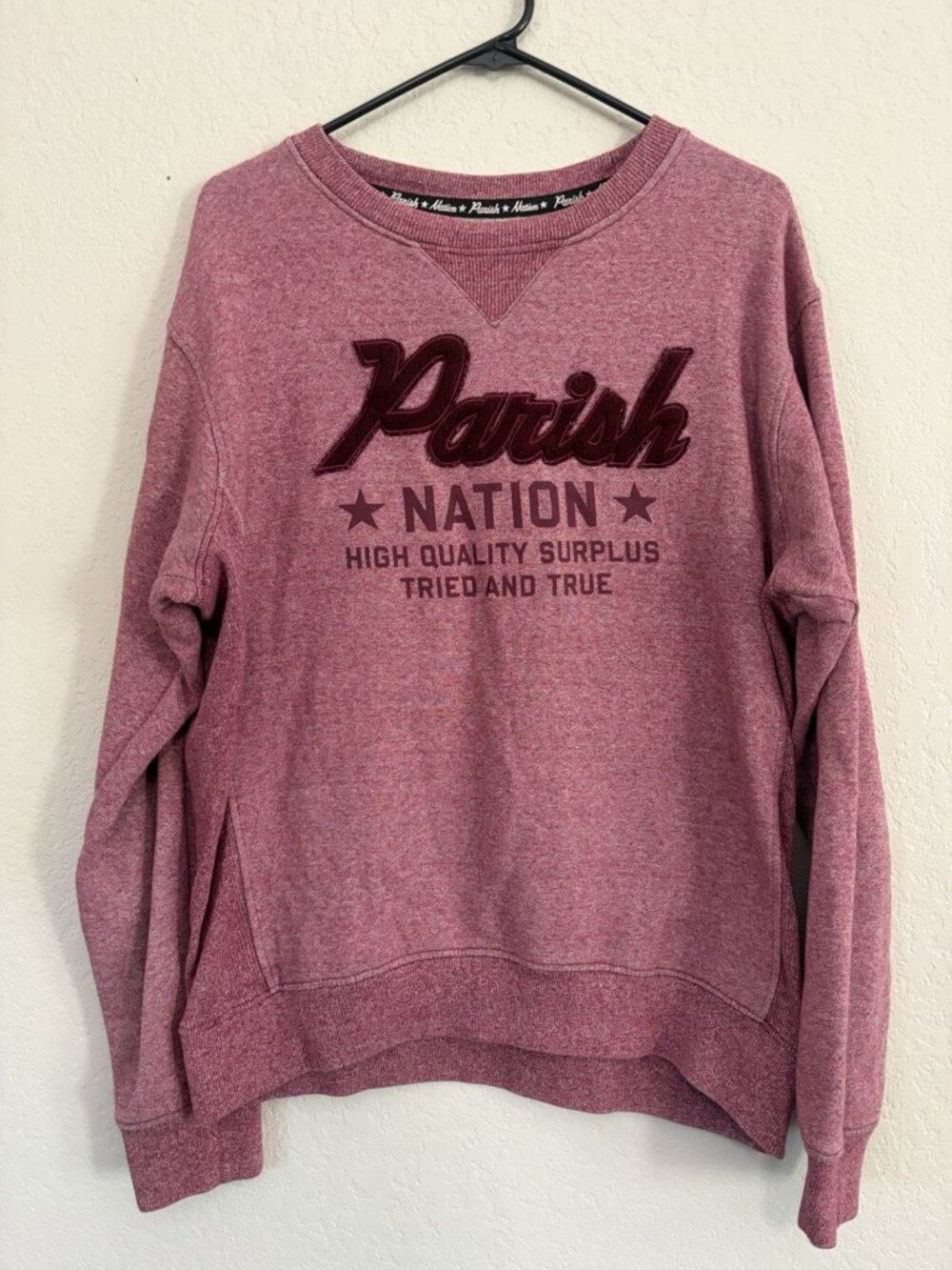 Parish Nation Men’s Sz L Light Maroon Red Sweater